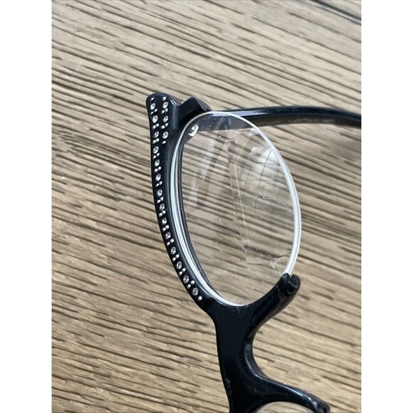 Vintage France Cat Eye Eyeglasses Frames ONLY Rhinestone Black half rim - Picture 10 of 13
